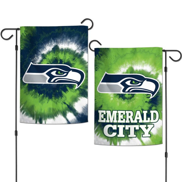 Banderas de jardín teñidas anudadas de los Seattle Seahawks, de 2 lados, 12,5" x 18"