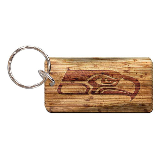 Llavero rectangular de madera de los Seattle Seahawks