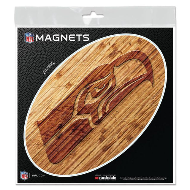 Imanes de madera para exteriores de los Seattle Seahawks, 6" x 6"