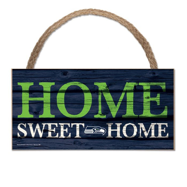 Letrero de madera de los Seattle Seahawks con cuerda de 5" x 10"