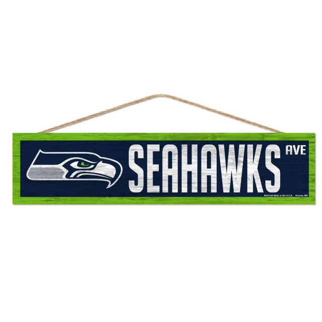 Letrero de madera de los Seattle Seahawks con cuerda, 4 x 17 pulgadas