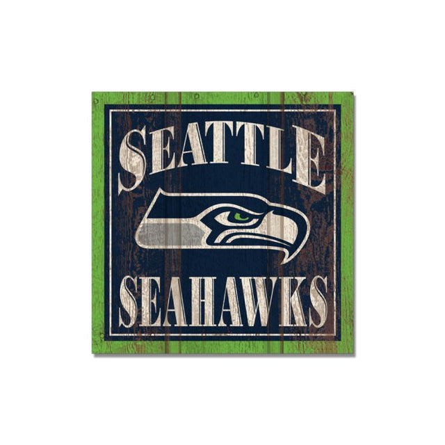 Imán de madera de los Seattle Seahawks de 3" x 3"