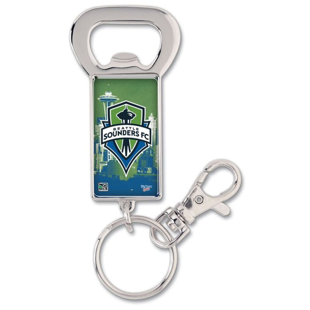 Llavero con abrebotellas rectangular de los Seattle Sounders