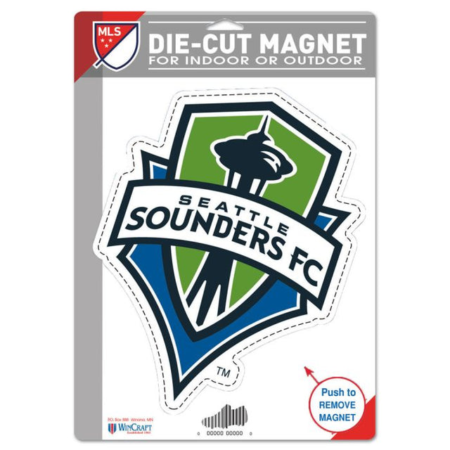 Imán troquelado con el logotipo de los Seattle Sounders, 6,25" x 9"