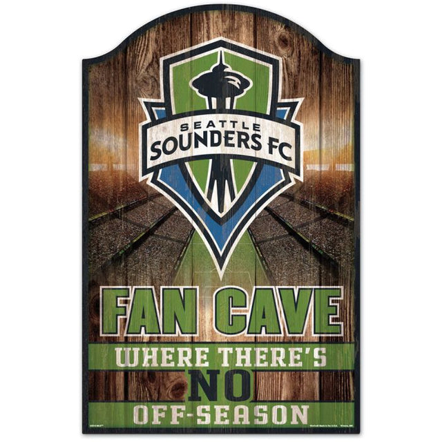 Letrero de madera FAN CAVE de Seattle Sounders, 11" x 17", 1/4" de grosor