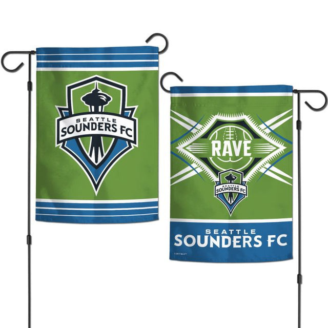 Banderas de jardín con el logotipo de los Seattle Sounders, de 2 lados, 12,5" x 18"