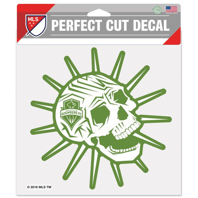 Calcomanía de color de corte perfecto con la calavera de Seattle Sounders de 8" x 8"