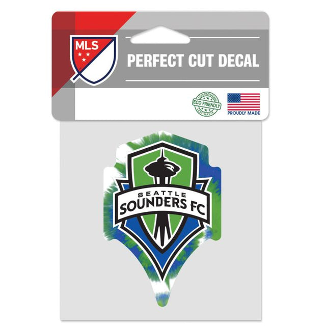 Calcomanía de color de corte perfecto con teñido anudado de Seattle Sounders de 4" x 4"