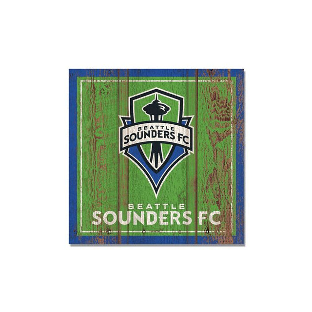 Imán de madera de los Seattle Sounders de 3" x 3"