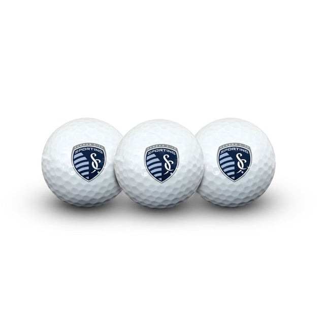 3 pelotas de golf Sporting Kansas City en estuche tipo concha