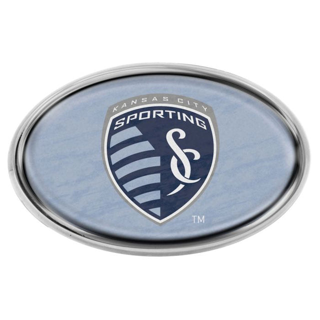 Emblema de metal cromado con forma de cúpula del Sporting Kansas City