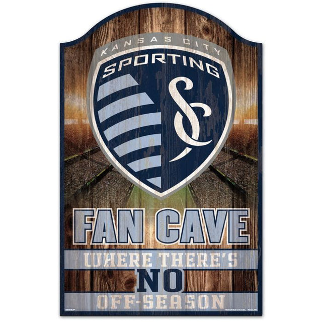 Letrero de madera FAN CAVE del Sporting Kansas City, 11" x 17", 1/4" de grosor