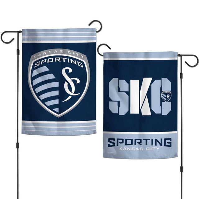 Banderas de jardín con el logotipo de Sporting Kansas City, de 2 lados, 12,5" x 18"