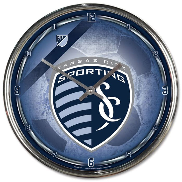 Reloj cromado con el balón de fútbol Sporting Kansas City