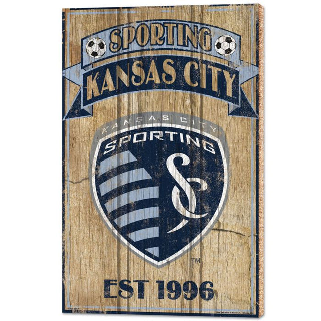 Letreros de madera de Sporting Kansas City: 1/2" de grosor, 15" x 24"