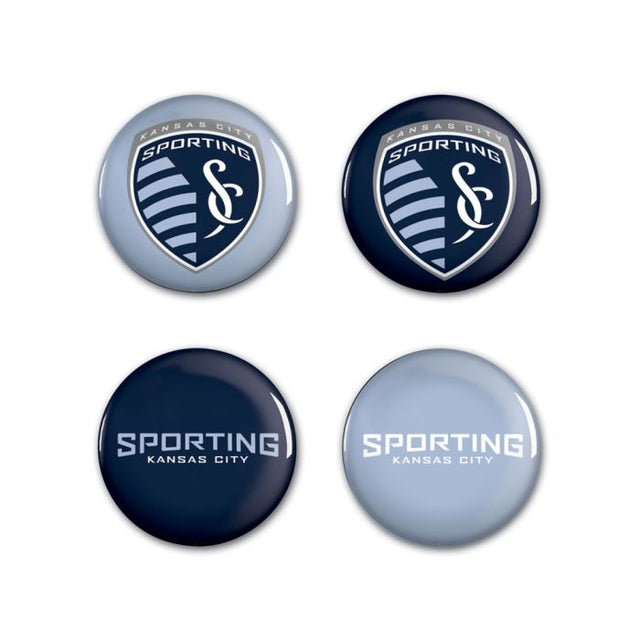 Paquete de 4 botones con el logotipo de Sporting Kansas City, 1 1/4" redondo