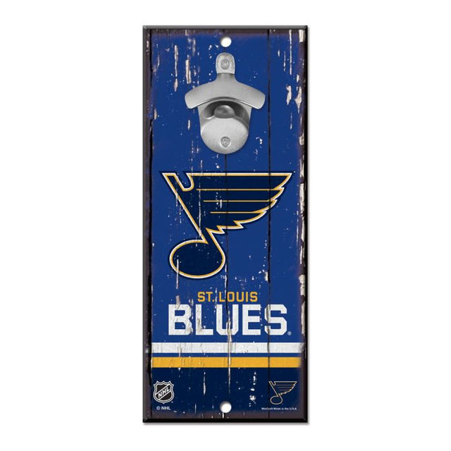 St. Louis Blues Bottle Opener Sign 5x11