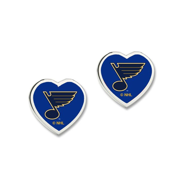 Pendientes de St. Louis Blues con corazón en 3D