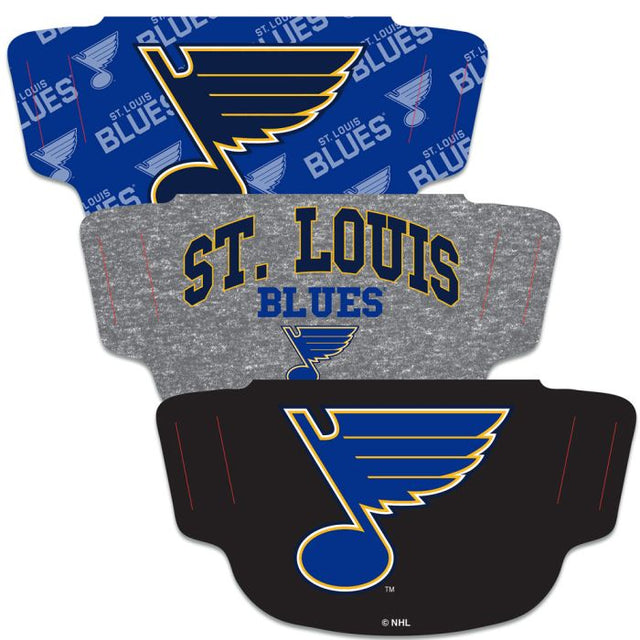 Paquete de 3 mascarillas para fanáticos de St. Louis Blues