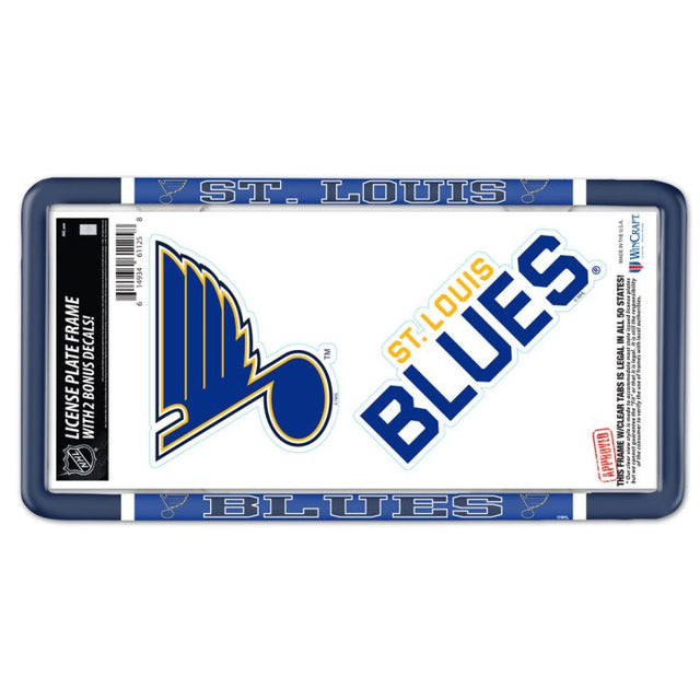 Matrícula de St. Louis Blues con marco fino de plástico y calcomanía