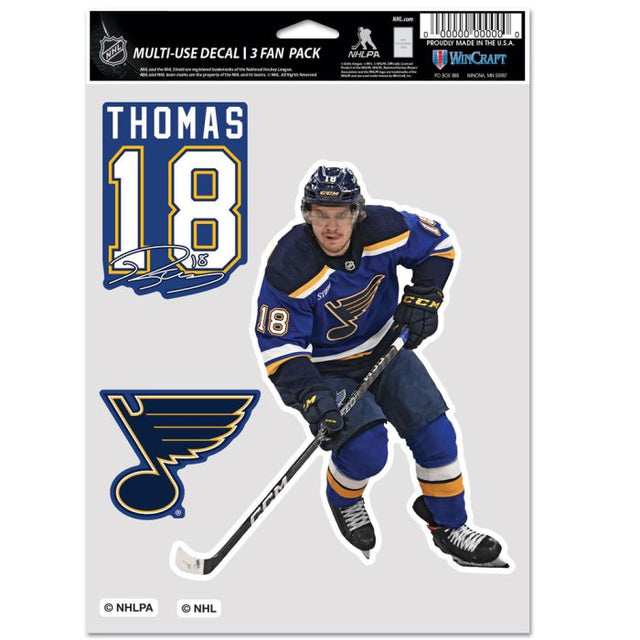 Paquete multiusos para 3 fanáticos de St. Louis Blues Robert Thomas