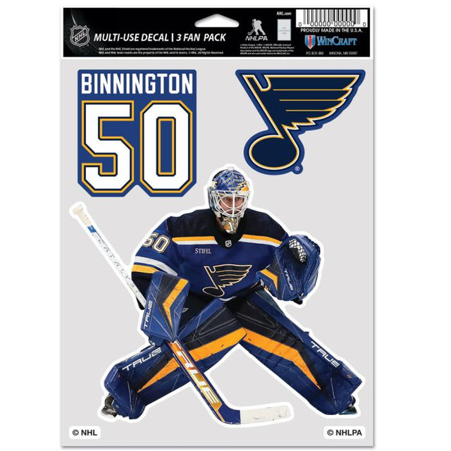 Paquete multiusos para 3 fanáticos de St. Louis Blues Jordan Binnington