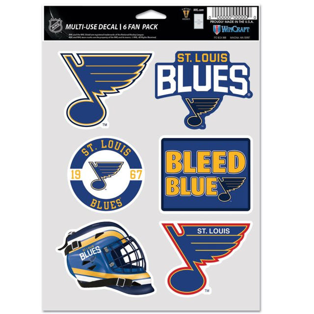 Paquete de 6 ventiladores multiusos de St. Louis Blues