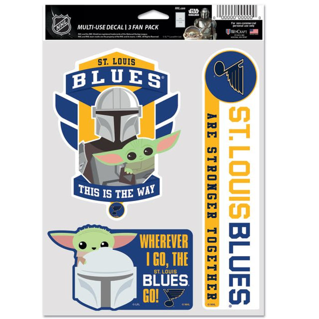 Paquete multiusos para 3 fans de St. Louis Blues/Star Wars Mandalorian