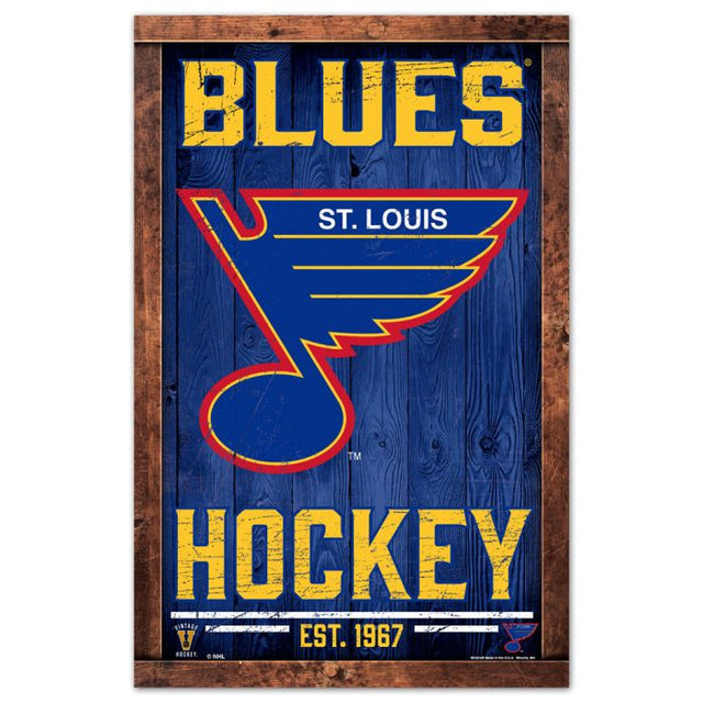 Letrero de madera de St. Louis Blues de 11" x 17" y 1/4" de grosor