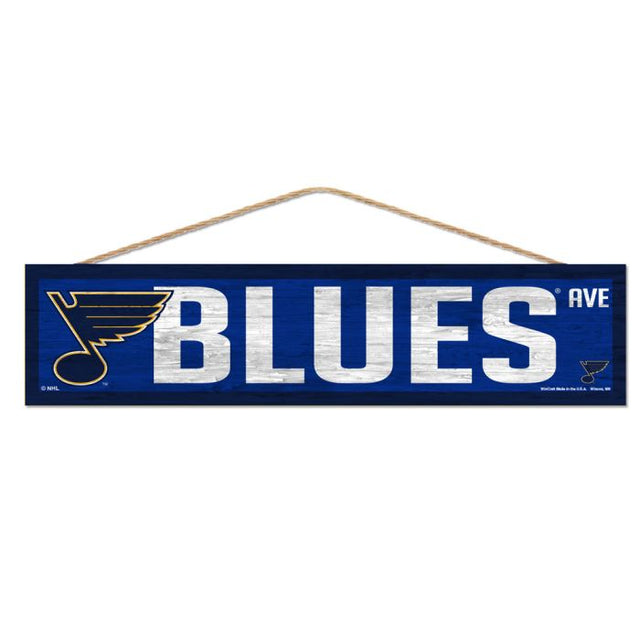 Letrero de madera de St. Louis Blues con cuerda de 4" x 17"