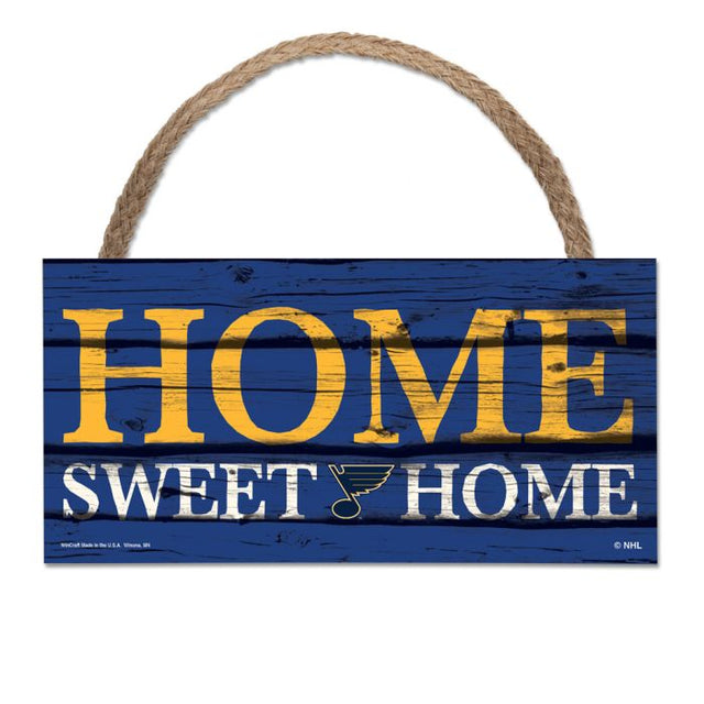 Letrero de madera con cuerda de 5 x 10 pulgadas con la frase "Hogar, dulce hogar" de los St. Louis Blues