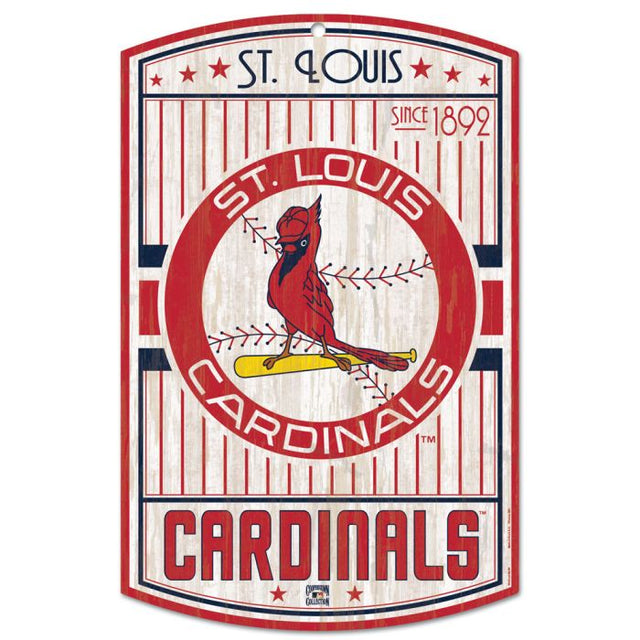 Letrero de madera de los St. Louis Cardinals en Cooperstown, 11" x 17", 1/4" de grosor