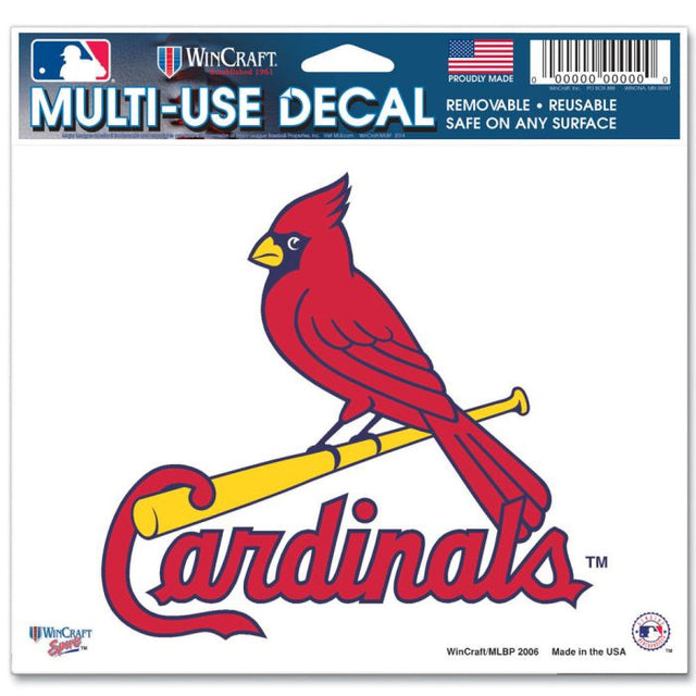 Calcomanía multiusos de los St. Louis Cardinals, fondo transparente, 5" x 6"