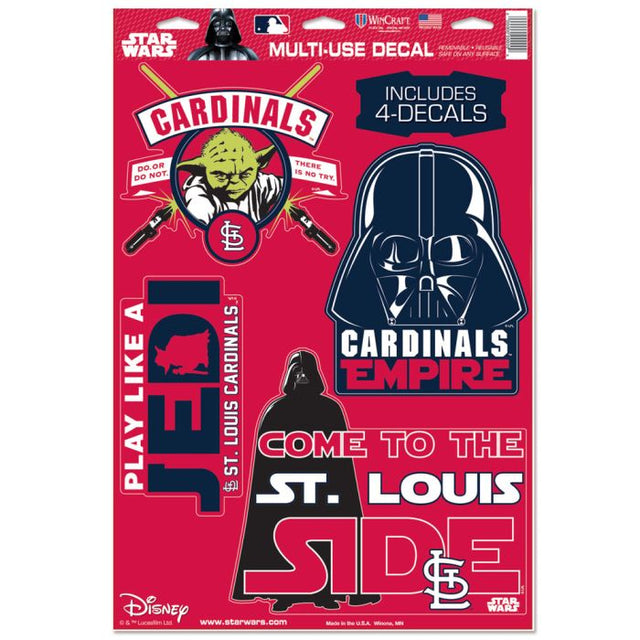 St. Louis Cardinals / Star Wars Calcomanía multiusos de Darth Vader y Yoda de 11" x 17"