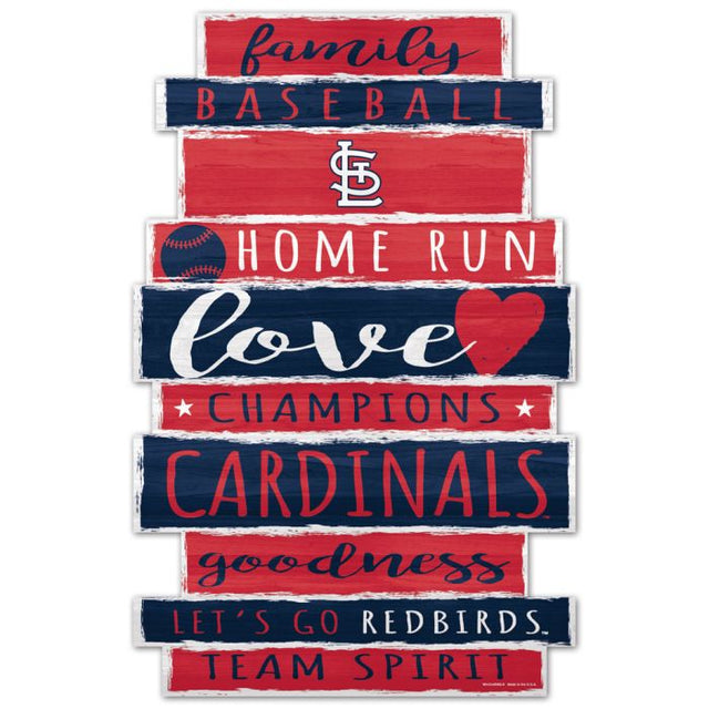 Letrero de madera de los St. Louis Cardinals de 11" x 17" y 1/4" de grosor