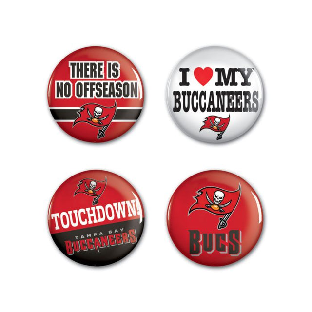 Tampa Bay Buccaneers Button 4 Pack 1 1/4" Rnd