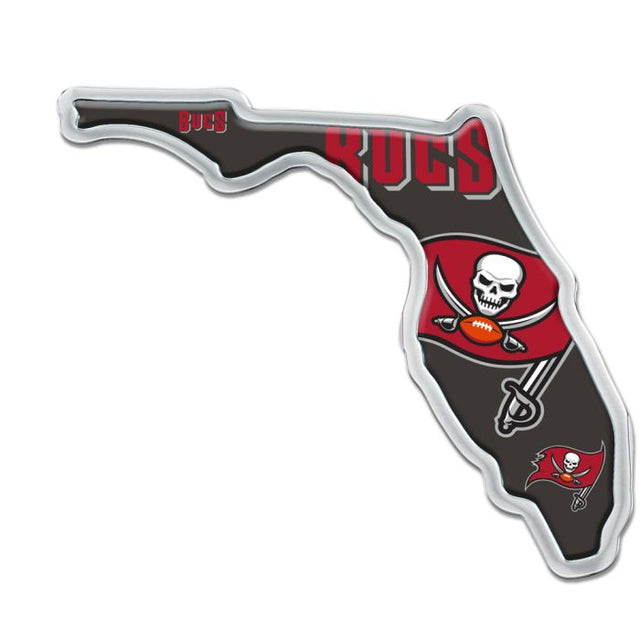 Emblema de metal cromado abovedado de los Tampa Bay Buccaneers