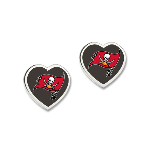 Tampa Bay Buccaneers Heart Post Earrings w/3D Heart