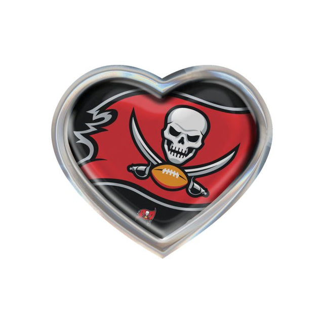 Emblema abovedado de metal cromado MEGA de los Tampa Bay Buccaneers con forma de corazón