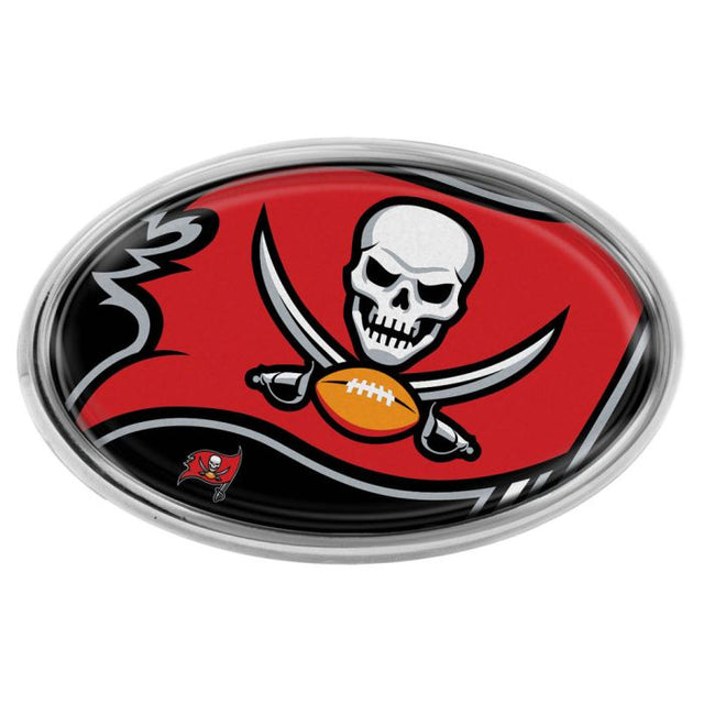 Emblema abovedado de metal cromado MEGA de los Tampa Bay Buccaneers