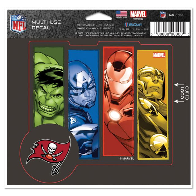 Tampa Bay Buccaneers / Marvel (C) Calcomanía multiusos de Marvel 2021: cortada según el logotipo de 5" x 6"