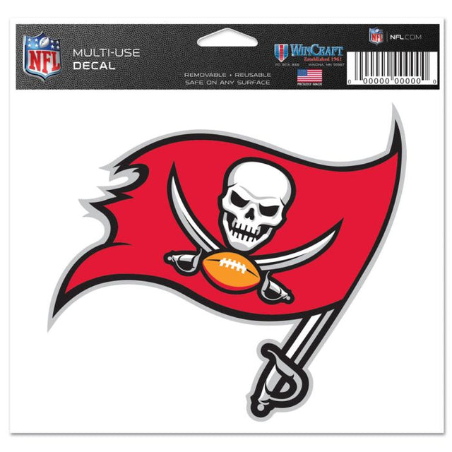 Calcomanía multiusos de los Tampa Bay Buccaneers, fondo transparente, 5" x 6"