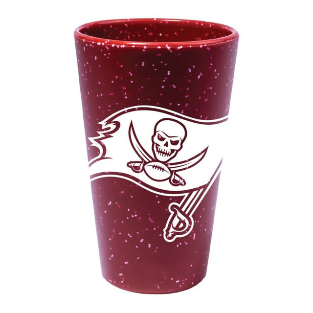 Vaso de pinta de silicona de 16 oz con diseño de los Tampa Bay Buccaneers Red Speckle