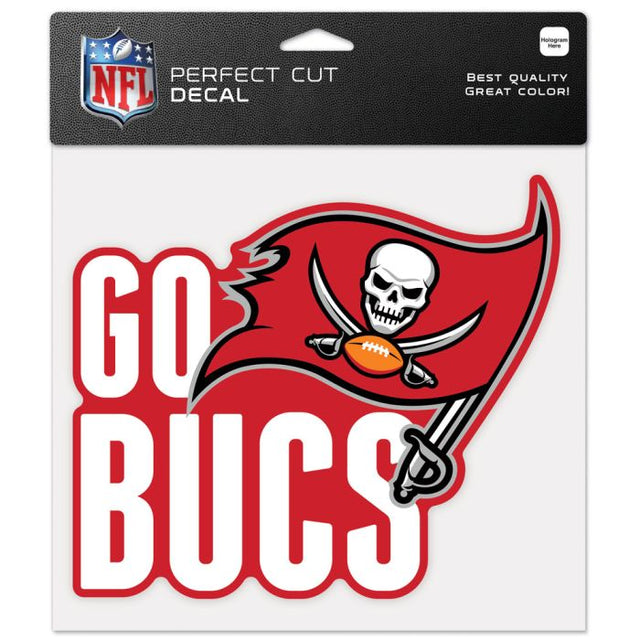 Calcomanía de color de corte perfecto con el eslogan de los Tampa Bay Buccaneers de 8" x 8"