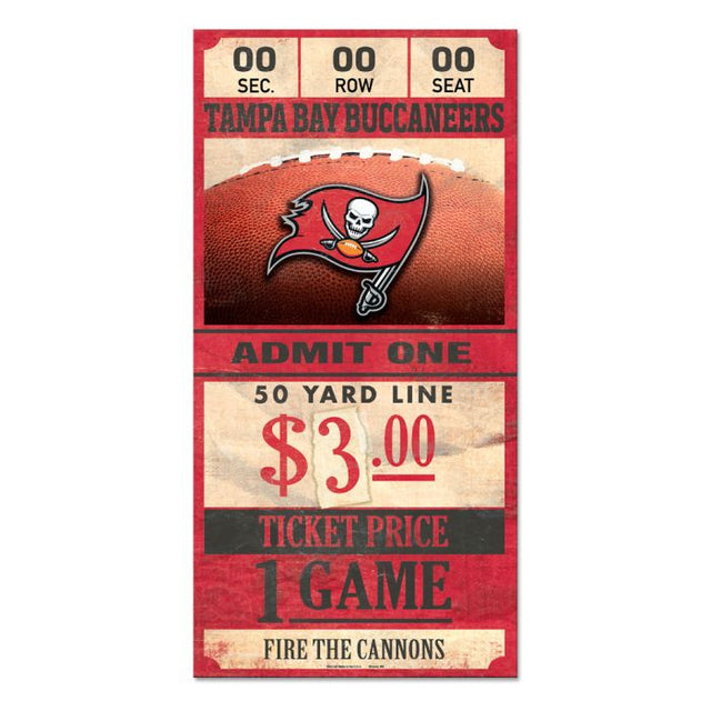 Tampa Bay Buccaneers Ticket Wood Sign 6x12 3/8" thick