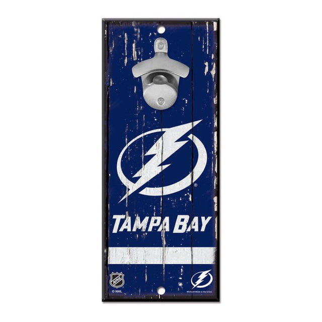 Letrero con abrebotellas de Tampa Bay Lightning de 5 x 11 pulgadas