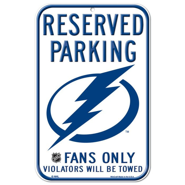 Letrero de plástico de estacionamiento reservado de Tampa Bay Lightning de 11" x 17"