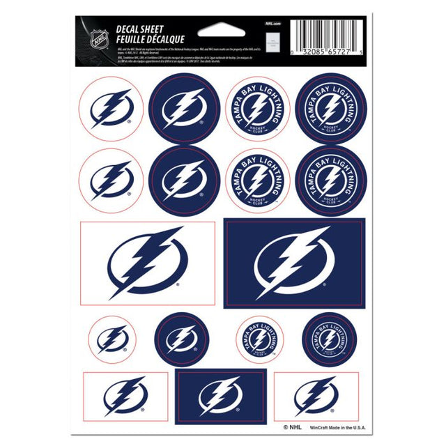 Lámina de calcomanías de vinilo de Tampa Bay Lightning de 5" x 7"