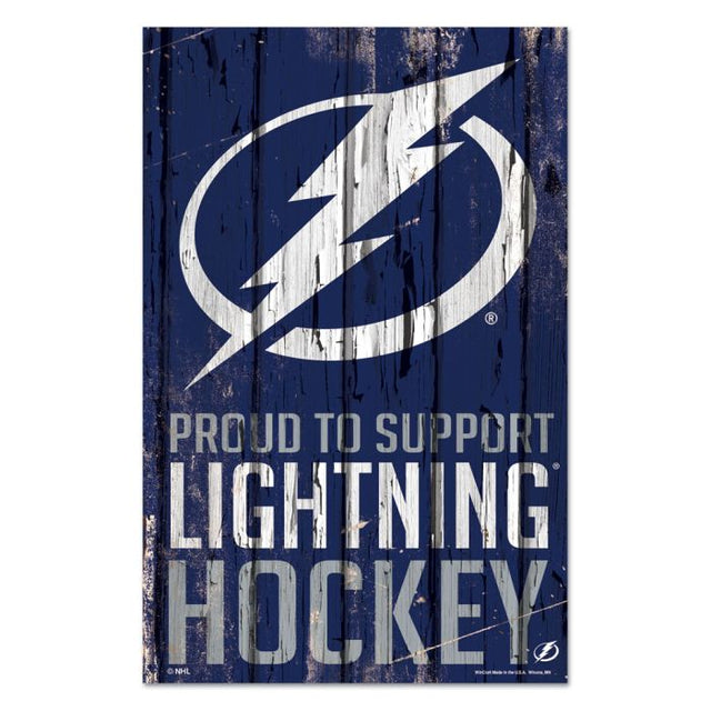 Letrero de madera de Tampa Bay Lightning de 11" x 17" y 1/4" de grosor