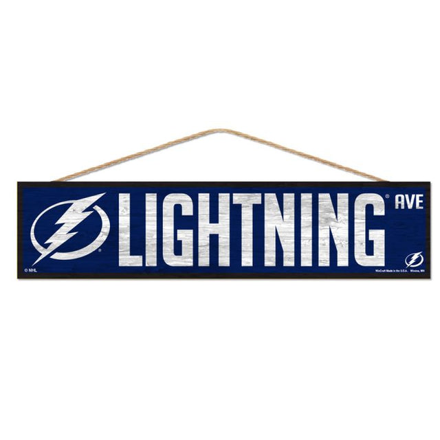 Letrero de madera de Tampa Bay Lightning con cuerda de 4" x 17"